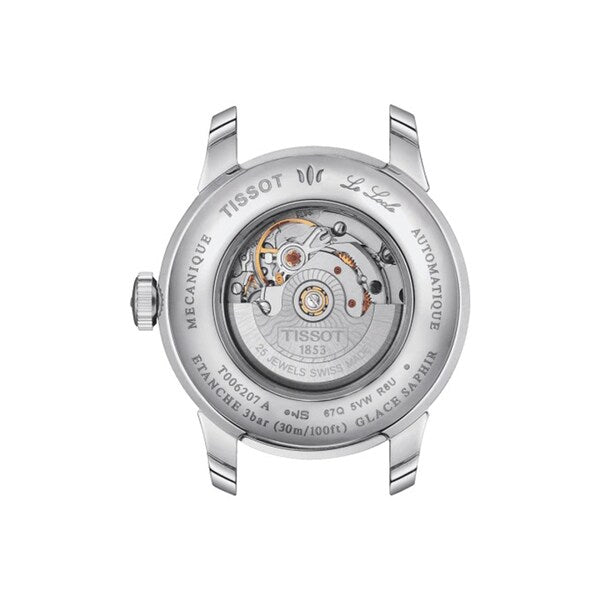 Automatic mechanical watch case back with exposed movement and sapphire crystal