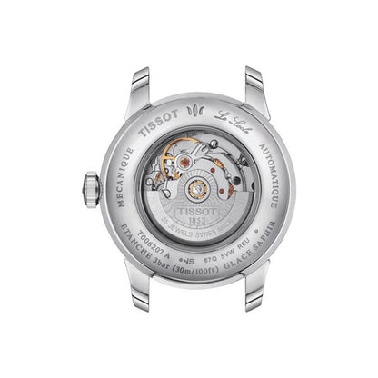 Automatic mechanical watch case back with exposed movement and sapphire crystal