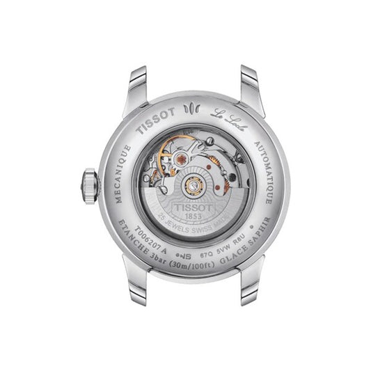Automatic mechanical watch case back with exposed movement and sapphire crystal