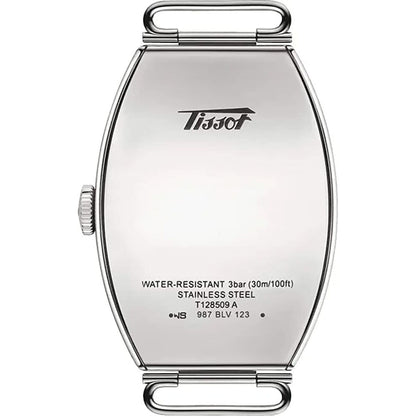 Stainless steel watch case back with water resistance and model details engraved.