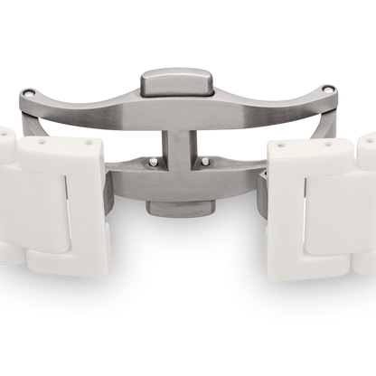 Stainless steel butterfly clasp with white ceramic watch bracelet links